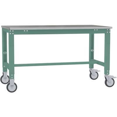 Manuflex AU7354.0001 Arbeitstisch UNIVERSAL Spezial mobil mit Blechbelagplatte, BxTxH = 1500 x 800 x 752-972 mm Farbe: