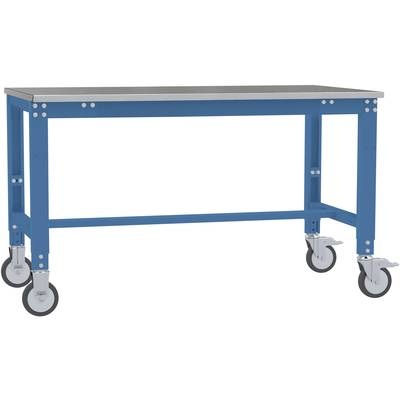 Manuflex AU7324.5007 Arbeitstisch UNIVERSAL Spezial mobil mit Blechbelagplatte, BxTxH = 1250 x 600 x 752-972 mm Farbe: