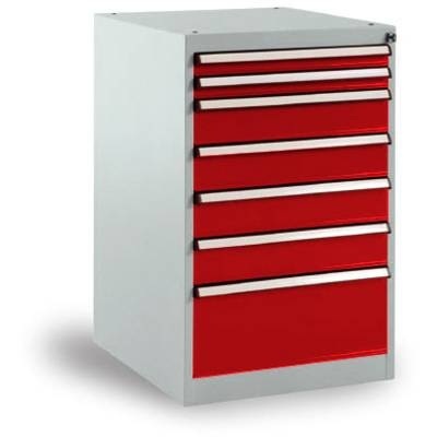 Manuflex SP1130.3003 Schubfachschrank BASETEC Stationär, Nutzhöhe 700 mm mit 7 Schubfächern, in rubinrot RAL 3003