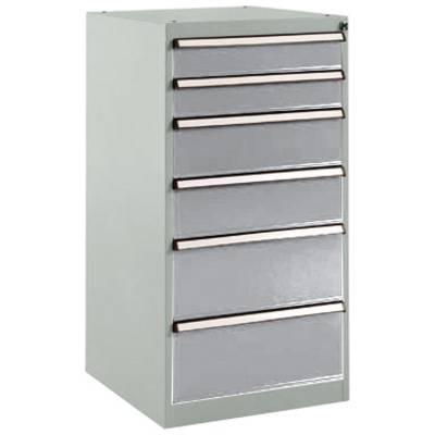 Manuflex SP1142.9006 Schubfachschrank BASETEC Stationär, Nutzhöhe 900 mm mit 6 Schubfächern, in alusilber ähnlich RAL