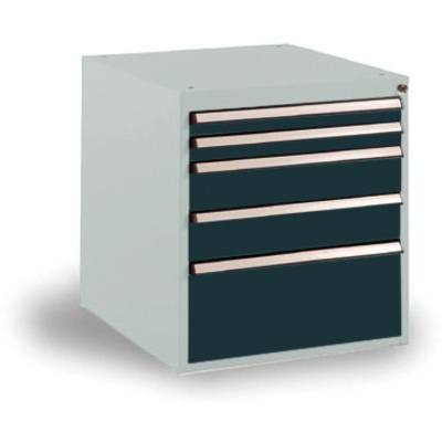 Manuflex SP1122.7016 Schubfachschrank BASETEC Stationär, Nutzhöhe 500 mm mit 5 Schubfächern, in anthrazit RAL 7016