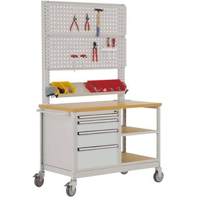 Manuflex MW2033.7035 Mobile Werkbank Modell 6 mit geölter Multiplex-Abdeckplatte 30 mm BxTxH 1135 x 590 x 810 mm