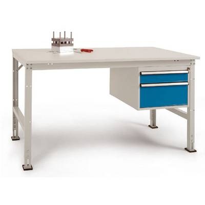 Manuflex TP5561.5007 Komplett-Arbeitstisch Grund UNIVERSAL Standard mit Melamin-Platte, BxTxH = 1500 x 800 x 760-870 mm