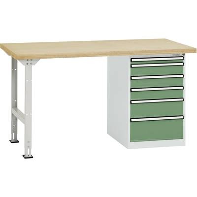 Manuflex TP5090.6011 Werkbanksystem COMBI Modell 2 mit massiver Bucheplatte, BxTxH = 2000 x 700 x 840 mm