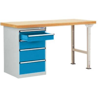 Manuflex TP5087.5012 Werkbanksystem COMBI Modell 1 mit massiver Bucheplatte, BxTxH = 1500 x 700 x 840 mm