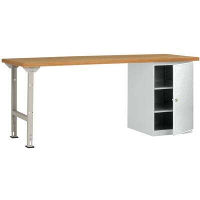 Manuflex WC5123.7035 Werkbanksystem COMBI Modell 8 mit massiver Bucheplatte, BxTxH = 1500 x 700 x 840 mm