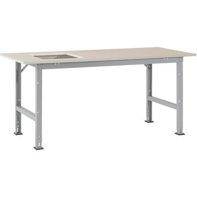 Manuflex AS0041.9006 Packtisch PACKPOOL Standard mit Platten-Ausschnitt für Waage, BxTxH = 2000 x 800 x 760-870 mm
