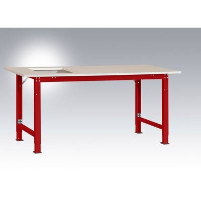 Manuflex AS0051.3003 Packtisch PACKPOOL Spezial mit Platten-Ausschnitt für Waage, BxTxH = 2000 x 800 x 722-1022 mm