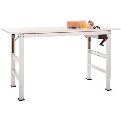 Manuflex AS0013.2001 Packtisch PACKPOOL Ergo K mit Melaminplatte, BxTxH = 1500 x 800 x 722-1022 mm Farbe: Rotorange (RAL