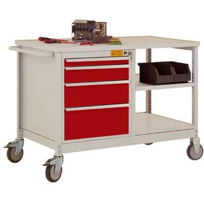 Manuflex LW1002.3003 ESD-Mobile Werkbank Modell 1 mit Einlegeböden, BxTxH 1135 x 590 x 805 mm