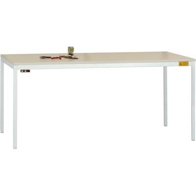 Manuflex LD1908.7035 ESD-Arbeitstisch UNIDESK mit Melaminplatte, Gestell Lichtgrau RAL 7035, BxTxH = 1200 x 800 x
