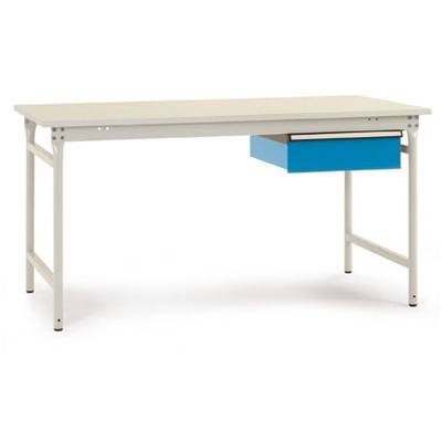 Manuflex BB5251.0002 Komplett-Beistelltisch BASIS stationär mit Melamin-Platte + Einzelschubfach, BxTxH: 1500 x 800 x