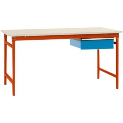 Manuflex BB5237.2001 Komplett-Beistelltisch BASIS stationär mit Kunststoff-Platte + Einzelschubfach, BxTxH: 1000 x 800 x