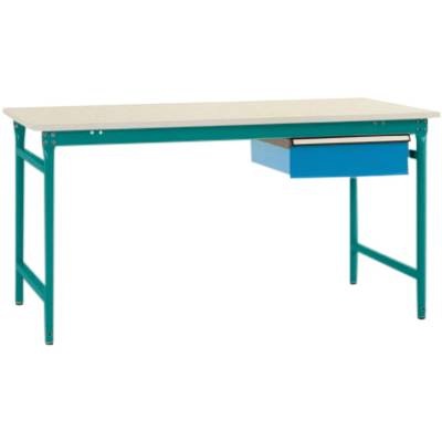 Manuflex BB5251.5021 Komplett-Beistelltisch BASIS stationär mit Melamin-Platte + Einzelschubfach, BxTxH: 1500 x 800 x