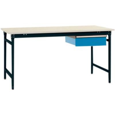 Manuflex BB5257.7016 Komplett-Beistelltisch BASIS stationär mit Kunststoff-Platte + Einzelschubfach, BxTxH: 1500 x 800 x