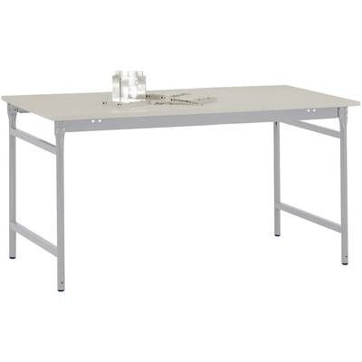 Manuflex BB3081.9006 Beistelltisch BASIS stationär mit Melamin-Tischplatte in Alusilber ähnlich RAL 9006, BxTxH: 2000 x