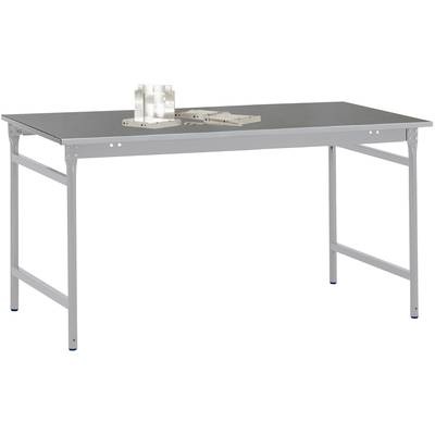 Manuflex BB3084.9006 Beistelltisch BASIS stationär mit Blechbelag-Platte in Alusilber ähnlich RAL 9006, BxTxH: 2000 x