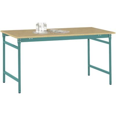 Manuflex BB3065.5021 Beistelltisch BASIS stationär mit Multiplex-Tischplatte in Wasserblau RAL 5021, BxTxH: 1500 x 800 x