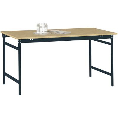 Manuflex BB3055.7016 Beistelltisch BASIS stationär mit Multiplex-Tischplatte in Anthrazit RAL 7016, BxTxH: 1500 x 600 x