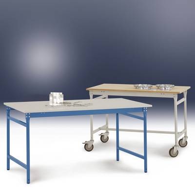 Manuflex BB3037.7035 Beistelltisch BASIS stationär mit Kunststoff-Tischplatte in Lichtgrau RAL 7035, BxTxH: 1250 x 600 x