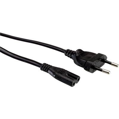 Value Netzkabel Euro-Flachstecker auf C7, 2pol., schwarz 1,8m