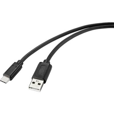 Renkforce USB-Kabel USB 2.0 USB-C™ Stecker, USB-A Stecker 2.00 m Schwarz