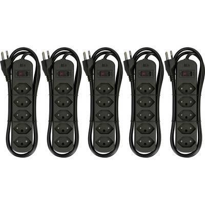 MH Basic-Line 160801 Steckdosenleiste mit Schalter Schwarz CH-Stecker 5 St.