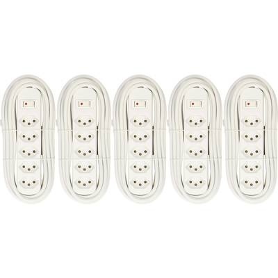 MH Basic-Line 160802 Steckdosenleiste mit Schalter Weiß CH-Stecker 5 St.