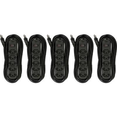 MH Basic-Line 160803 Steckdosenleiste mit Schalter Schwarz CH-Stecker 5 St.
