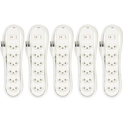 MH Basic-Line 160804 Steckdosenleiste mit Schalter Weiß CH-Stecker 5 St.