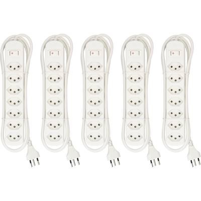 MH Basic-Line 160807 Steckdosenleiste mit Schalter Weiß CH-Stecker 5 St.