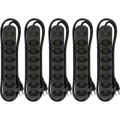 MH Basic-Line 160808 Steckdosenleiste mit Schalter Schwarz CH-Stecker 5 St.