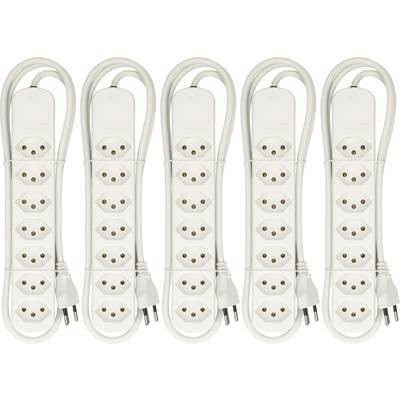 MH Basic-Line 160809 Steckdosenleiste ohne Schalter Weiß CH-Stecker 5 St.