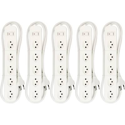 MH Basic-Line 160813 Steckdosenleiste mit Schalter Weiß CH-Stecker 5 St.