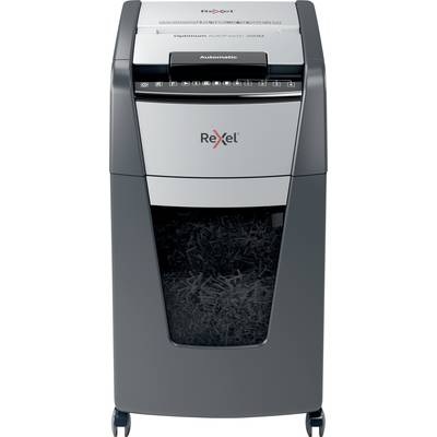 Rexel Aktenvernichter Optimum AutoFeed+ 300M, Vollautomatik, Mikropartikelschnitt 2 x 15 mm, P-5, 60 l, 8-300 Blatt Schnittleistung, mit Lenkrollen, schwarz