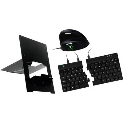 R-GO Tools RGOSETSM-DE USB Tastatur, Maus-Set Ergonomisch Deutsch, QWERTZ Schwarz