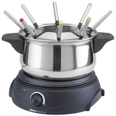 Silva Homeline PK-F 100 Fondue 1500 W Überhitzungsschutz, stufenloser Temperaturregler, Kontrollleuchte, 8 Fonduegabeln