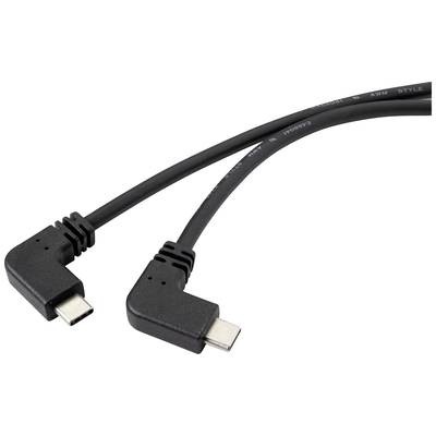 Renkforce USB-C, Notebook Steckerkabel [1x USB-C™ Stecker - 1x USB-C™ Stecker] 1.20 m Schwarz 90° nach links gewinkelt