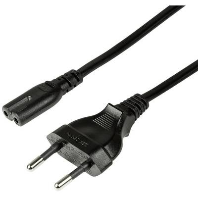 LogiLink Strom Anschlusskabel [1x Euro-Stecker - 1x Kleingeräte-Buchse C7] 3.00 m Schwarz