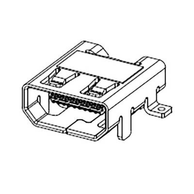 Molex 467652301 250 pcs 0.40mm Pitch Micro HDMI Connector, Right-Angle Receptacle, Surface Mount, Hybrid Type Mount,