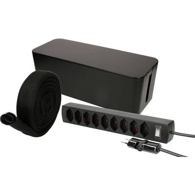 Max Hauri - Kabelbox mit Steckerleiste 9x T13 Schwarz