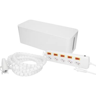 Max Hauri - Kabelbox mit Multi-Switch Steckerleiste 5x T13 Weiss