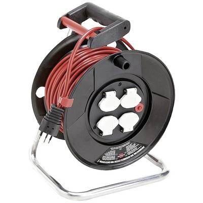 Brennenstuhl - Garant® ST Kabeltrommel Trommelkörper aus Spezialkunststoff auf verzinktem Tragegestell. Ergonomischer Handgriff mit Achse für perfekte Kabelführung beim Auf- und Abrollen. Überhitzungsschutz, Kontroll-Leuchte bei Überhitzung und