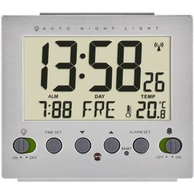 TFA Dostmann 60.2561.55 Funk Wecker Silber Alarmzeiten 1