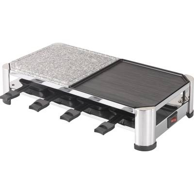 RG-8P001 Grillplatte, Heißer Stein Raclette Grillfunktion Schwarz, Silber