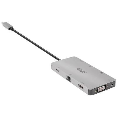 club3D CSV-1594 9 Port USB 3.1 Gen 1-Hub mit eingebautem Netzwerk-Anschluss, mit eingebautem SD-Kartenleser, mit USB-C