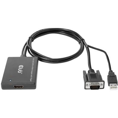 club3D CAC-1720 HDMI / USB / VGA Adapter [2x VGA-Stecker, USB-Stecker - 1x HDMI-Buchse] Schwarz High Speed-HDMI, mit