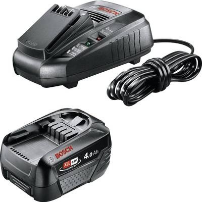 Bosch Home and Garden Alliance Starter Set 1600A02A4U Werkzeug-Akku und Ladegerät 18 V 4 Ah Li-Ion