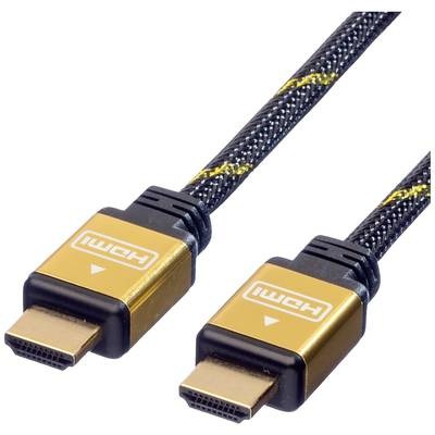 Roline HDMI Anschlusskabel HDMI-A Stecker 7.50 m Schwarz, Gold 11.04.5504 doppelt geschirmt, vergoldete Steckkontakte