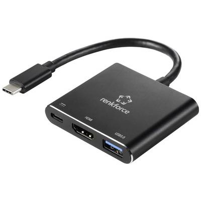 Renkforce RF-5133676 USB / HDMI Adapter [1x USB-C® Stecker - 3x USB-A, HDMI-Buchse, USB-C® Buchse (Power Delivery)]